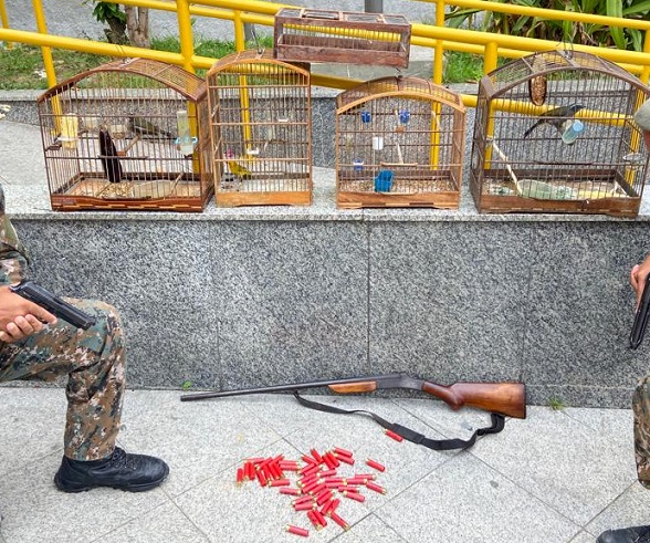 Homem é preso por posse ilegal de arma de fogo após denúncia de caça de animais em Cachoeiras de Macacu